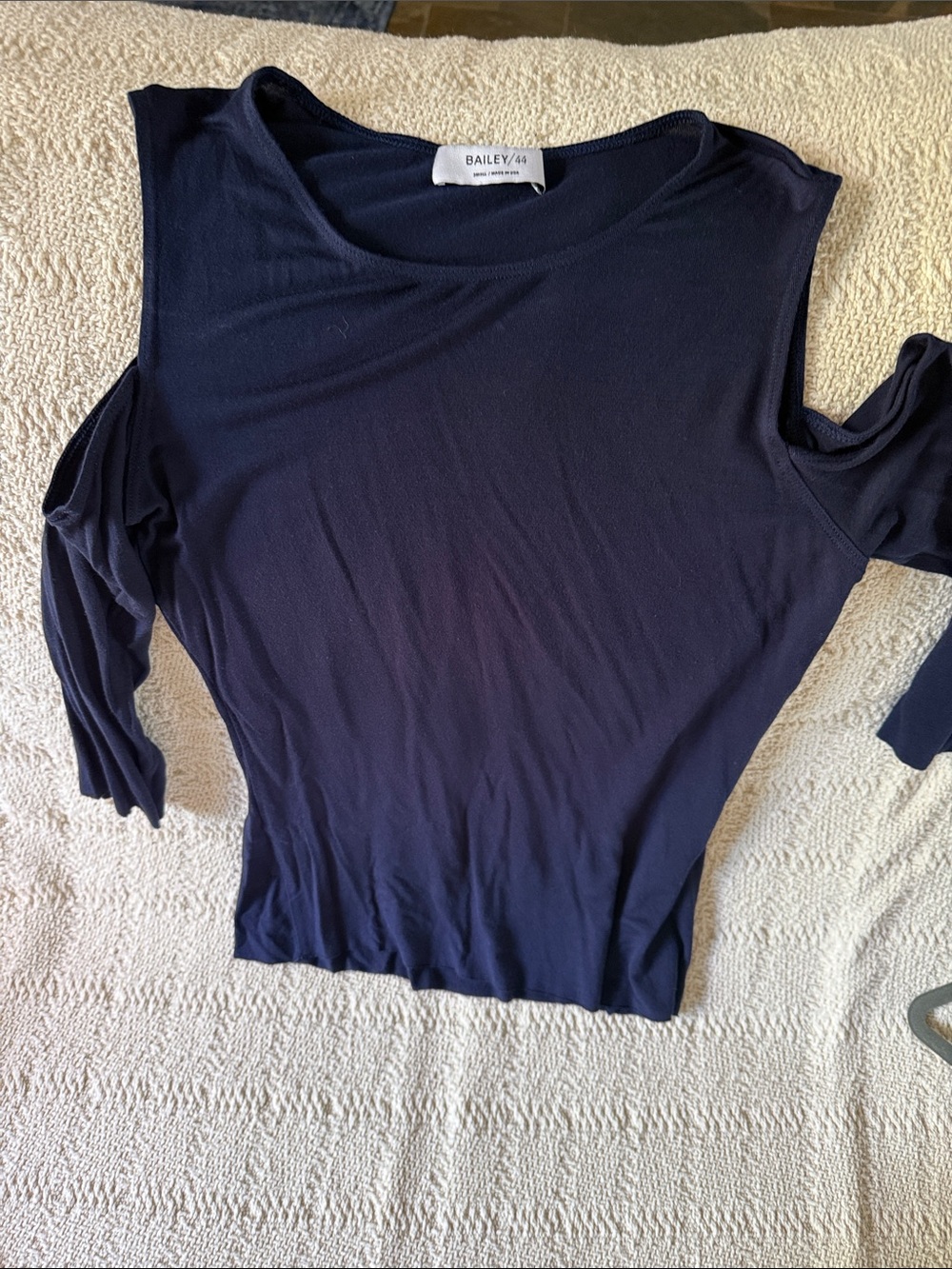 Bailey 44 Navy Cold-Shoulder Boatneck Top